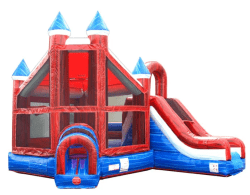 Red, White and Blue Castle Bounce House w/ Slide (Wet or Dry)