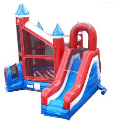 112 1762374065 Red, White and Blue Castle Bounce House w/ Slide (Wet or Dry)